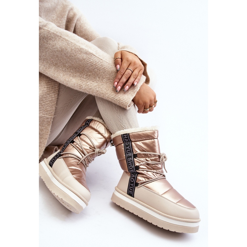 Snöskor för kvinnor med snörning Beige Lilara 2