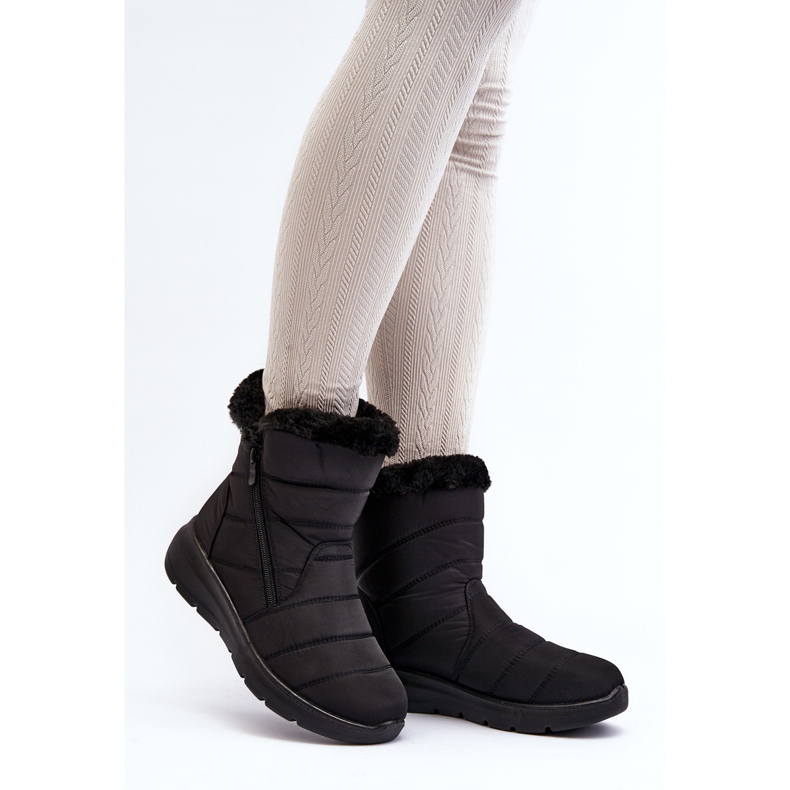 Svarta Zeuna snöstövlar med dragkedja för kvinnor med päls 2