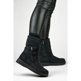 Damisolerade snöstövlar, quiltad päls, låg plattform svart 2