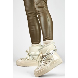 Kvinnors dekorativa snökängor, beige vinterskor 1