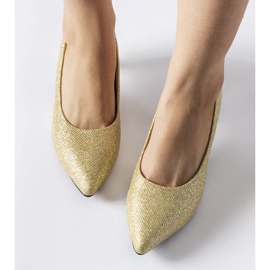 Pescara guld brokad låga pumps gyllene 1