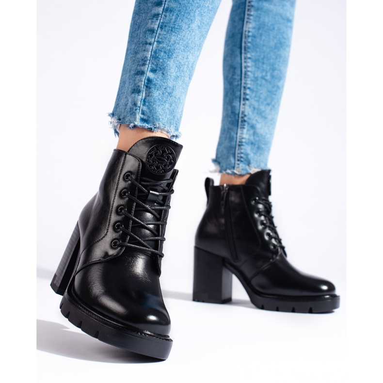 W. Potocki Potocki svarta högklackade ankelstövlar för kvinnor 2