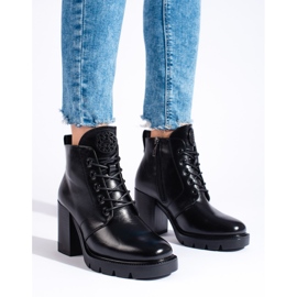 W. Potocki Potocki svarta högklackade ankelstövlar för kvinnor 1