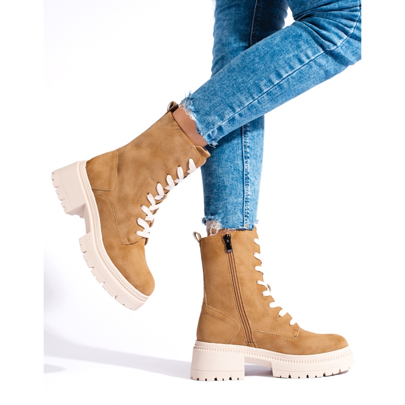 W. Potocki Potocki kamel stövlar med snörning brun 2