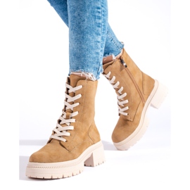 W. Potocki Potocki kamel stövlar med snörning brun 1