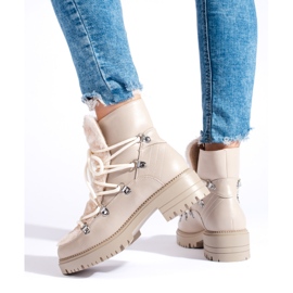 W. Potocki Beige snökängor för kvinnor med päls Potocki 2