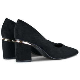 Svarta högklackade pumps i mocka för kvinnor 2