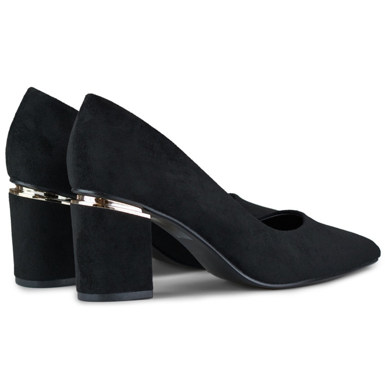 Svarta högklackade pumps i mocka för kvinnor 2