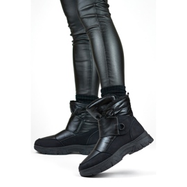 Svarta snökängor med kardborre, isolerade stövlar för vintern 1