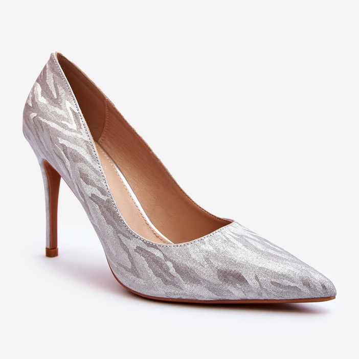 Klonisa Silver Glitter dekorerade höga klackar silver- 1