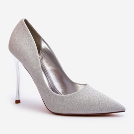 Tiberons Glitter Silver High Heels 1