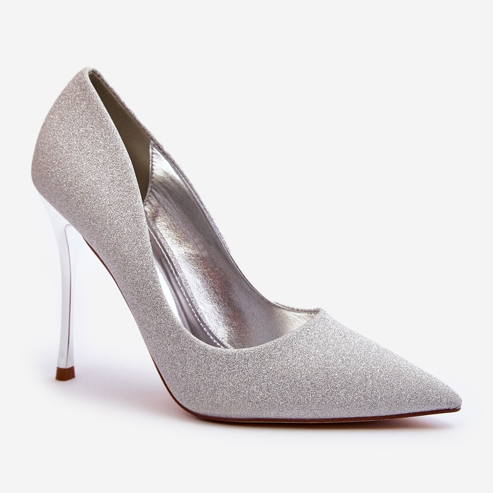 Tiberons Glitter Silver High Heels 1