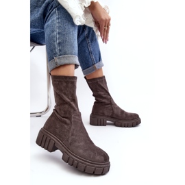 Arbetare Slip-On Boots Med Platta Klackar Grå Divella 4