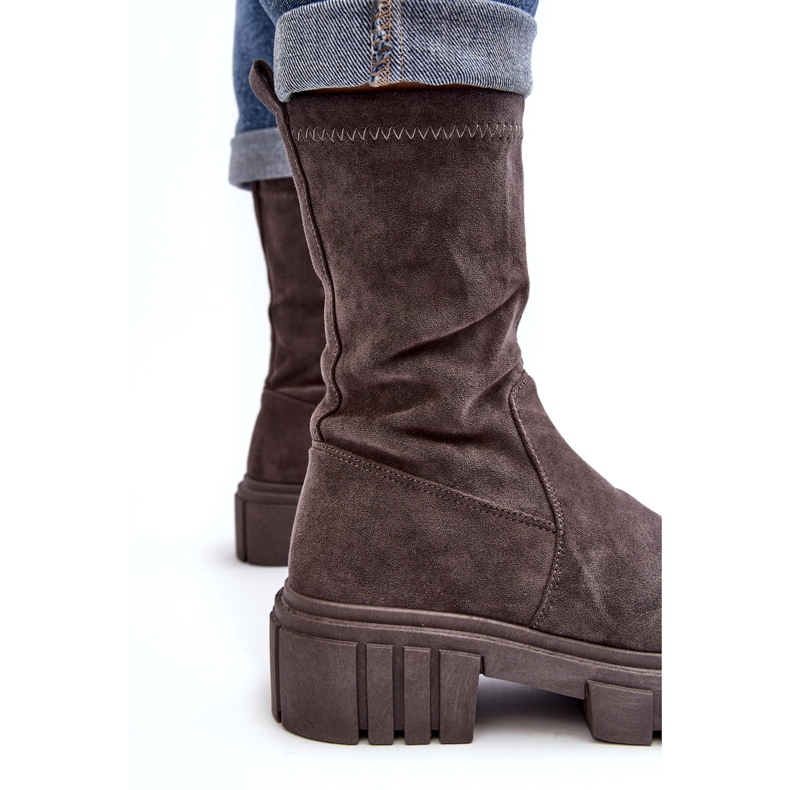 Arbetare Slip-On Boots Med Platta Klackar Grå Divella 3