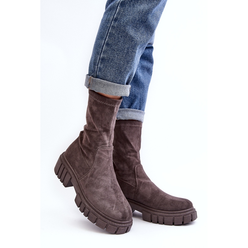 Arbetare Slip-On Boots Med Platta Klackar Grå Divella 1