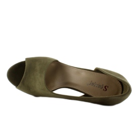 C70P Olive asymmetriska klackar med öppen tå grön 2