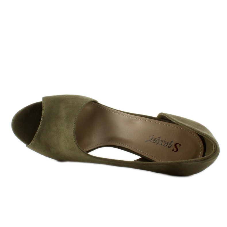 C70P Olive asymmetriska klackar med öppen tå grön 2