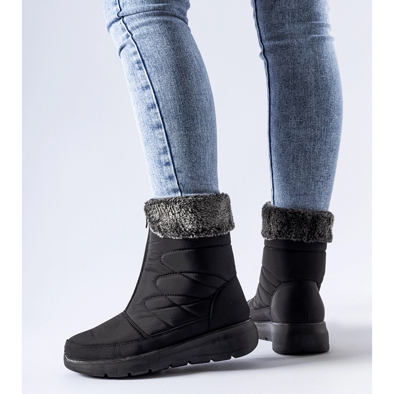 Brownton svarta snöstövlar med låg kil 1