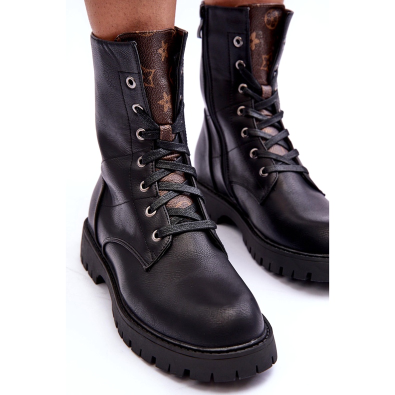 Eco-läderstövlar kvinnors svarta arbetare 2