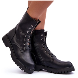 Eco-läderstövlar kvinnors svarta arbetare 4