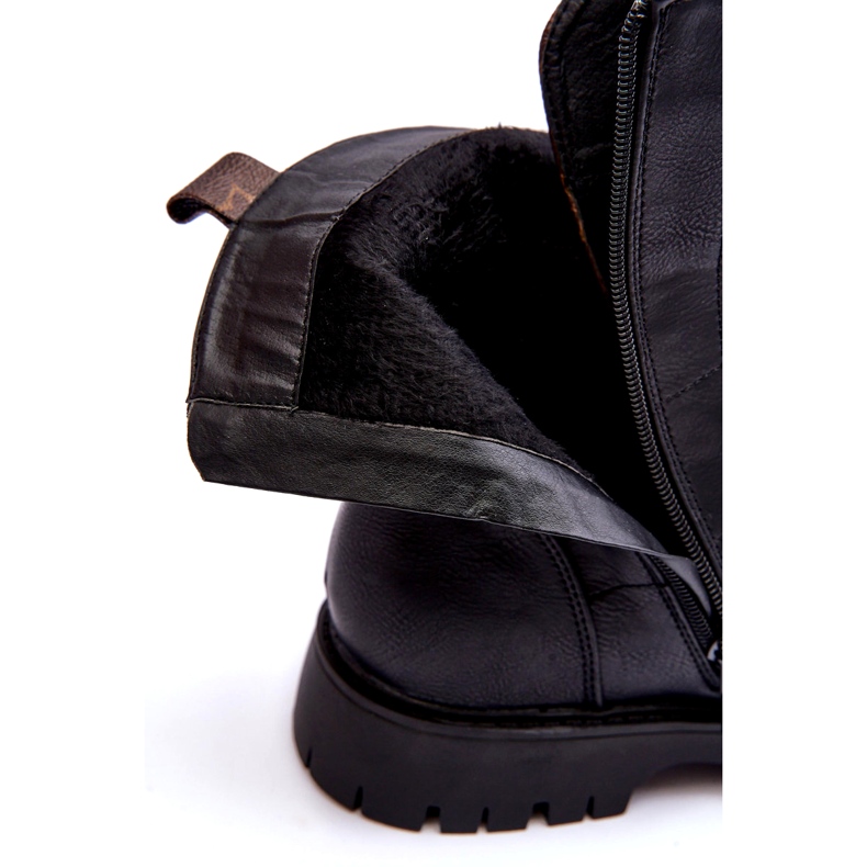 Eco-läderstövlar kvinnors svarta arbetare 1