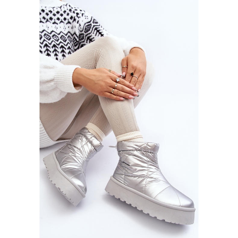 Silver Fionia snökängor för kvinnor på en enorm plattform silver- 2