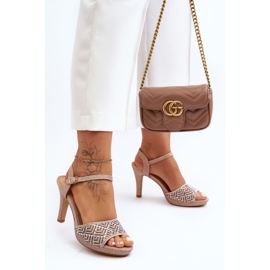 Dekorerade högklackade sandaler D&amp;A MR1038-44 Rose Gold rosa 2