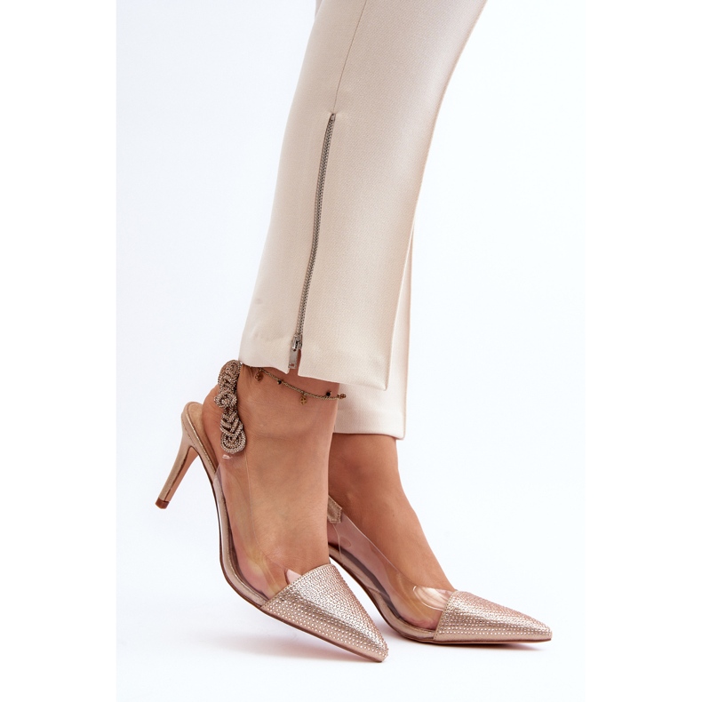 D&amp;A MR1966-11 Champagnedekorerade höga klackar gyllene 1