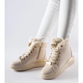 Beige sneakers fodrade med lubriano-päls 1