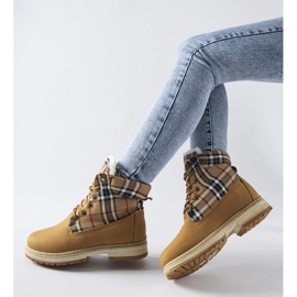 Bruna stövlar dekorerade med ett Dino rutnät 1