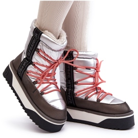 Kvinnors snöstövlar på en tjock vegansk sula D.franklin DFSH371006 Silver silver- 5