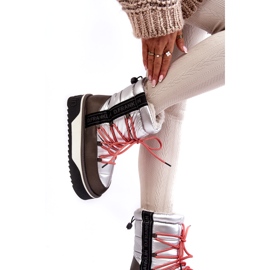 Kvinnors snöstövlar på en tjock vegansk sula D.franklin DFSH371006 Silver silver- 2