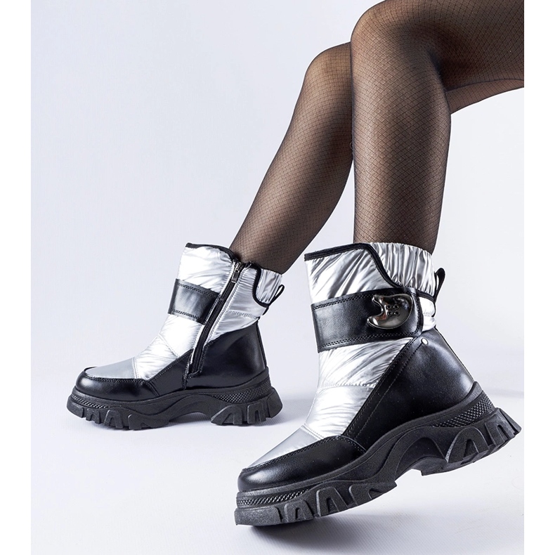 Svarta och silverisolerade Carta snöstövlar silver- 1