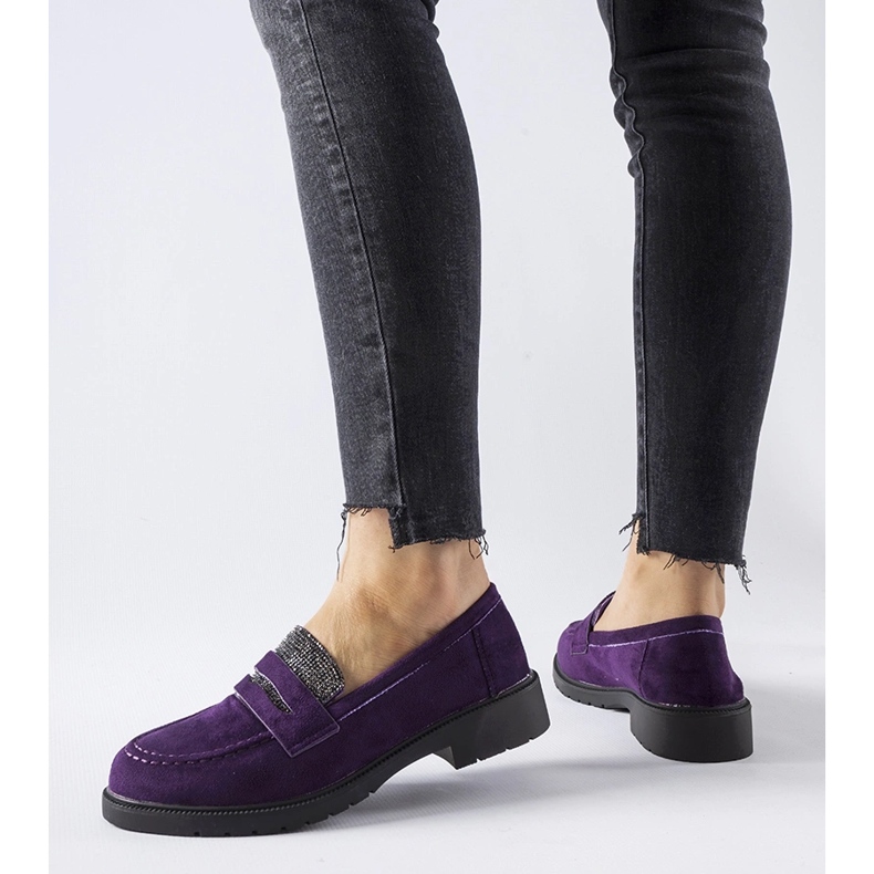 Lila loafers med strass från Ippolito violett 1