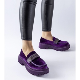 Lila loafers med strass från Longuelo purpur 1