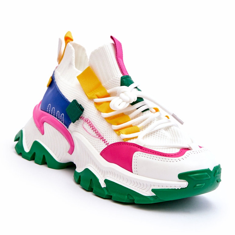 Seastar Slip-On Sock Sneakers för kvinnor, vita och gröna 1