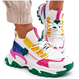 Seastar Slip-On Sock Sneakers för kvinnor, vita och gröna 4