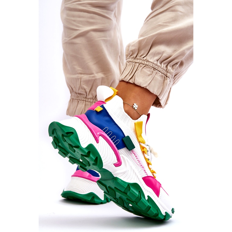 Seastar Slip-On Sock Sneakers för kvinnor, vita och gröna 3