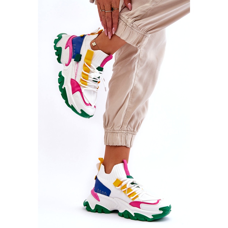 Seastar Slip-On Sock Sneakers för kvinnor, vita och gröna 2