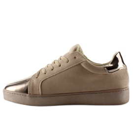 Damsneakers med kristaller T273P Beige 1