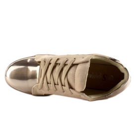 Damsneakers med kristaller T273P Beige 2