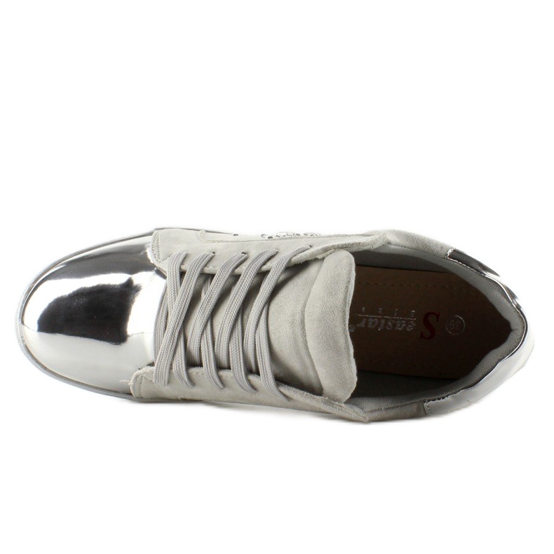 Damsneakers med kristaller T273P Silver grå 2