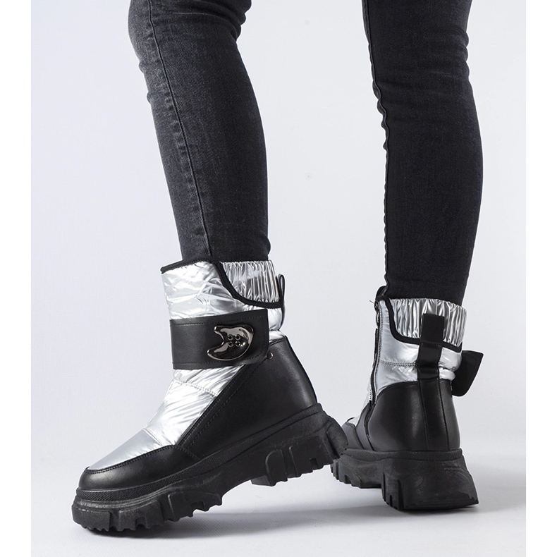 Grå isolerade Mejia snöstövlar silver- 1