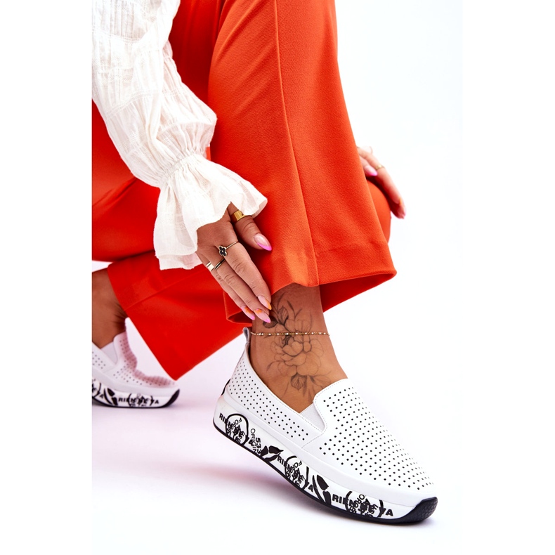 S.Barski Genombrutna Slip-On Sneakers i läder Vit Gedra 3