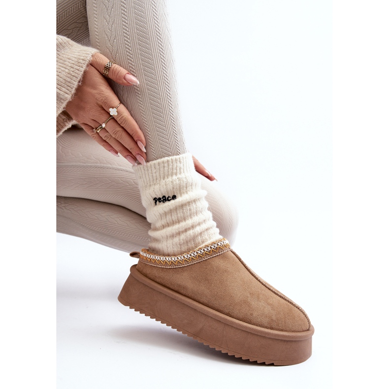 Beige Sylva tofflor med tjock sula av ekomocka 1