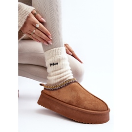 Tofflor med tjock sula av ekomocka Camel Sylva brun 2