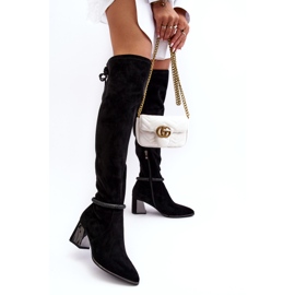 S.Barski Knähöga stövlar för kvinnor D&amp;A MR870-65 Svart 3