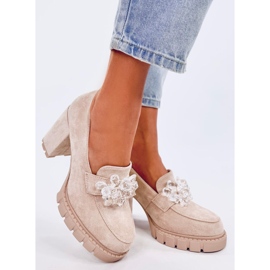 Mockasiner Nadine Beige högklackade ankelboots 1