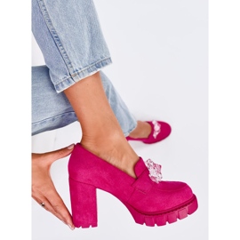 Mockasiner Nadine Fuchsia högklackade ankelboots rosa 2