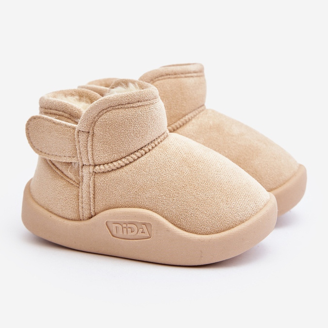 Beige snöstövlar för barn fodrade med päls, Benigna 1